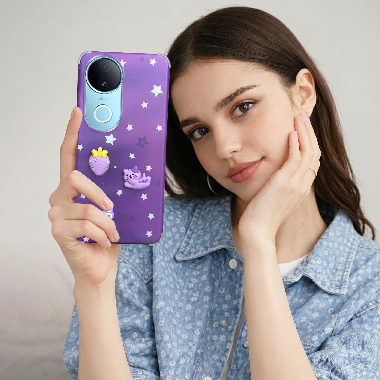 For Vivo iQOO Z10R Back Cover Case (3D Cute Cartoons | Hard Back Side Soft | Matte Premium Finish | HD Printing)