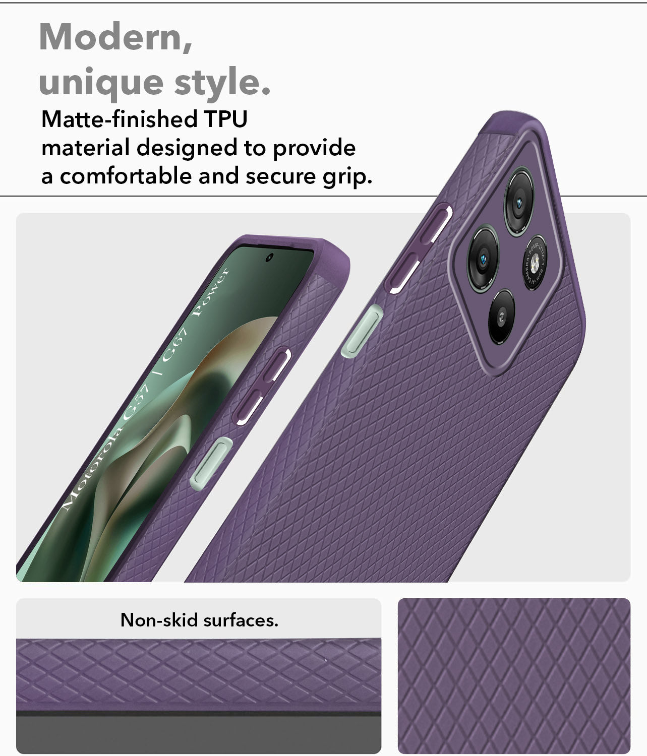 For Motorola Moto G67 Power | G57 Power Back Cover Case Liquid Silicone (Camera Protection | Side Grip Texture | Soft and Flexible)