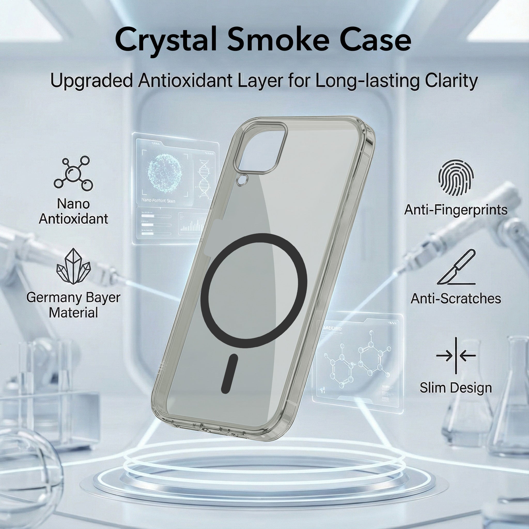 For Samsung Galaxy A12 Back Cover Case Lifetime Anti-Yellow MagSafe Compatible Clear (Sleek Hard Crystal | Shockproof and Camera Protection)