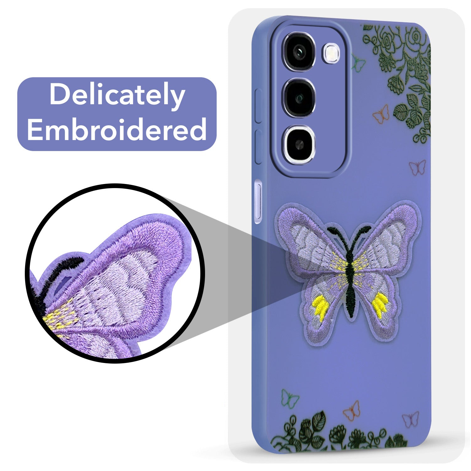 For Realme P4R 5G Back Cover Case (Soft Butterfly Embroidery | Women Teen Girls | Camera Protection| Matte Silicone)