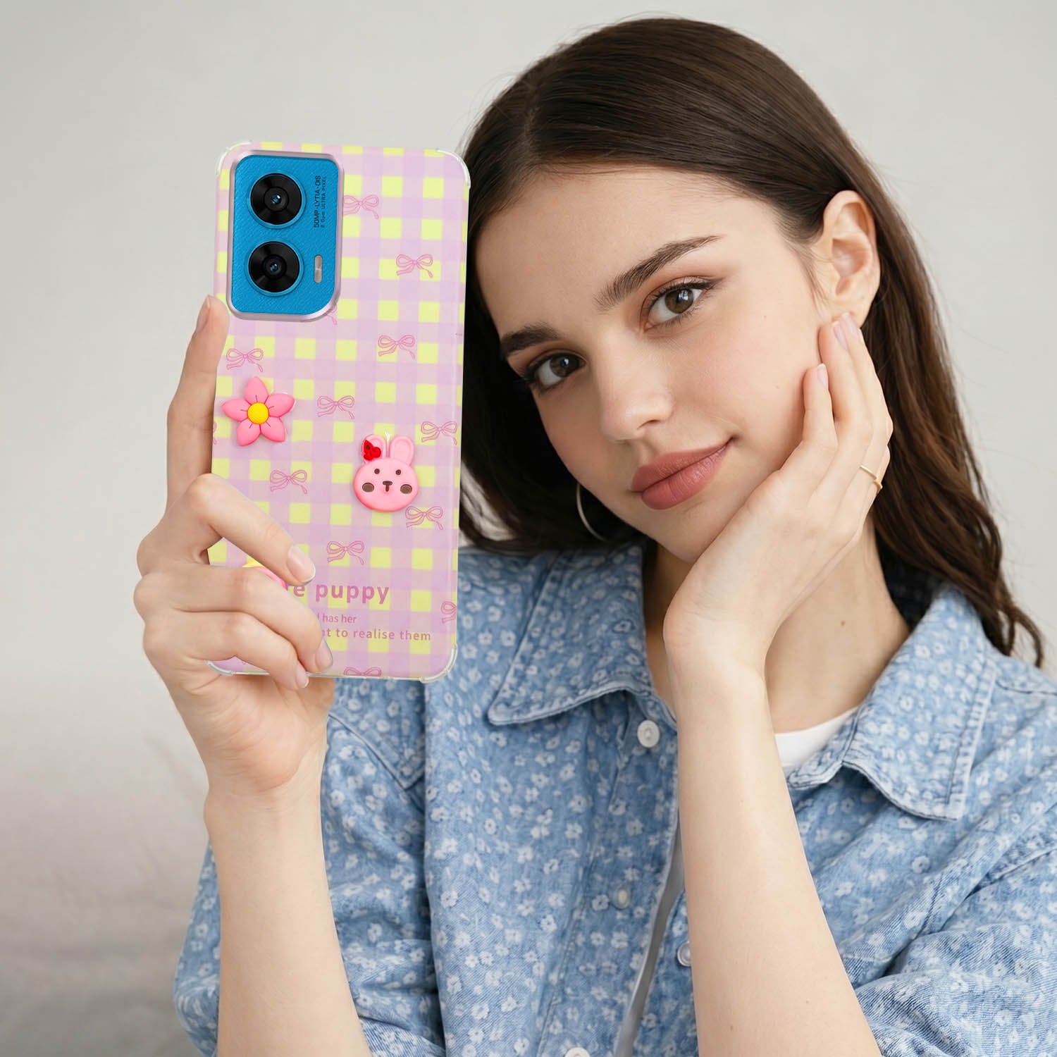 For Motorola Moto G96 Back Cover Case (3D Cute Cartoons | Hard Back Side Soft | Matte Premium Finish | HD Printing)