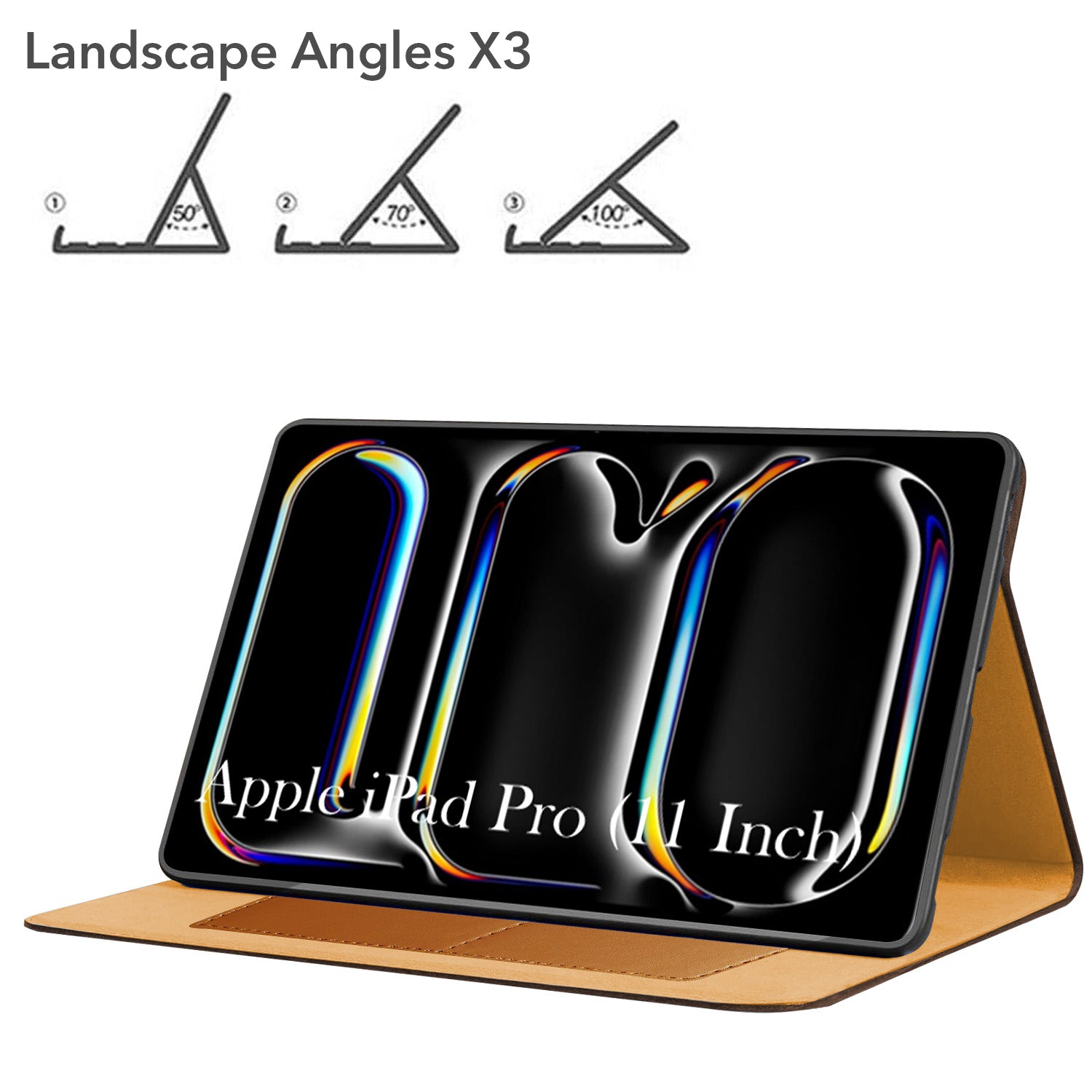For Apple iPad Pro 11 Inch (2024) Flip Cover Folio Cover A2836/A2837/A3006/iPad16,3/6,4 (PU Leather | Multi-Angle Smart Stand | Card Storage Slots | Silicone Back Pouch)
