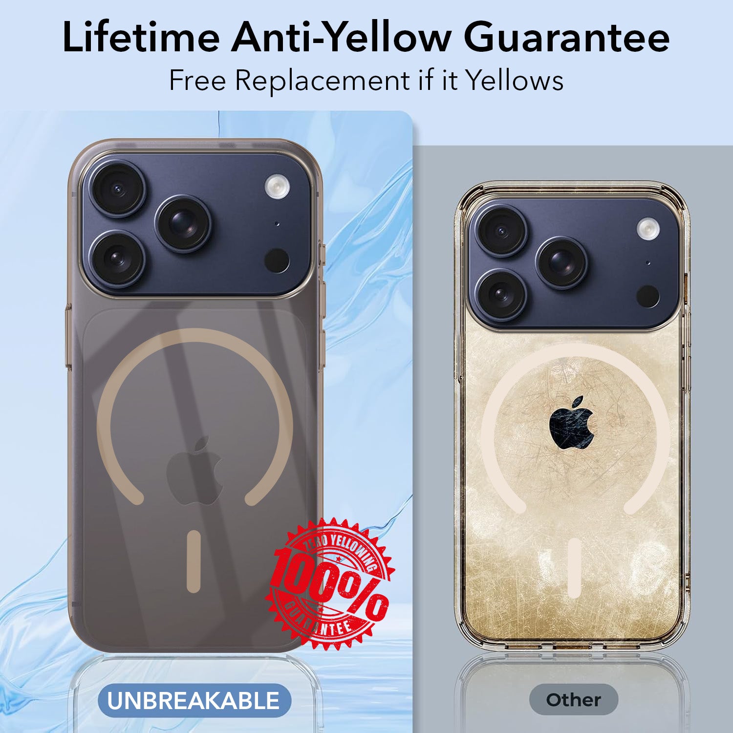 For iPhone 17 Pro | iPhone 18 Pro Back Cover Case Crystal Anti Yellow (MagSafe Wireless Charging Support |Camera Protection Bump)