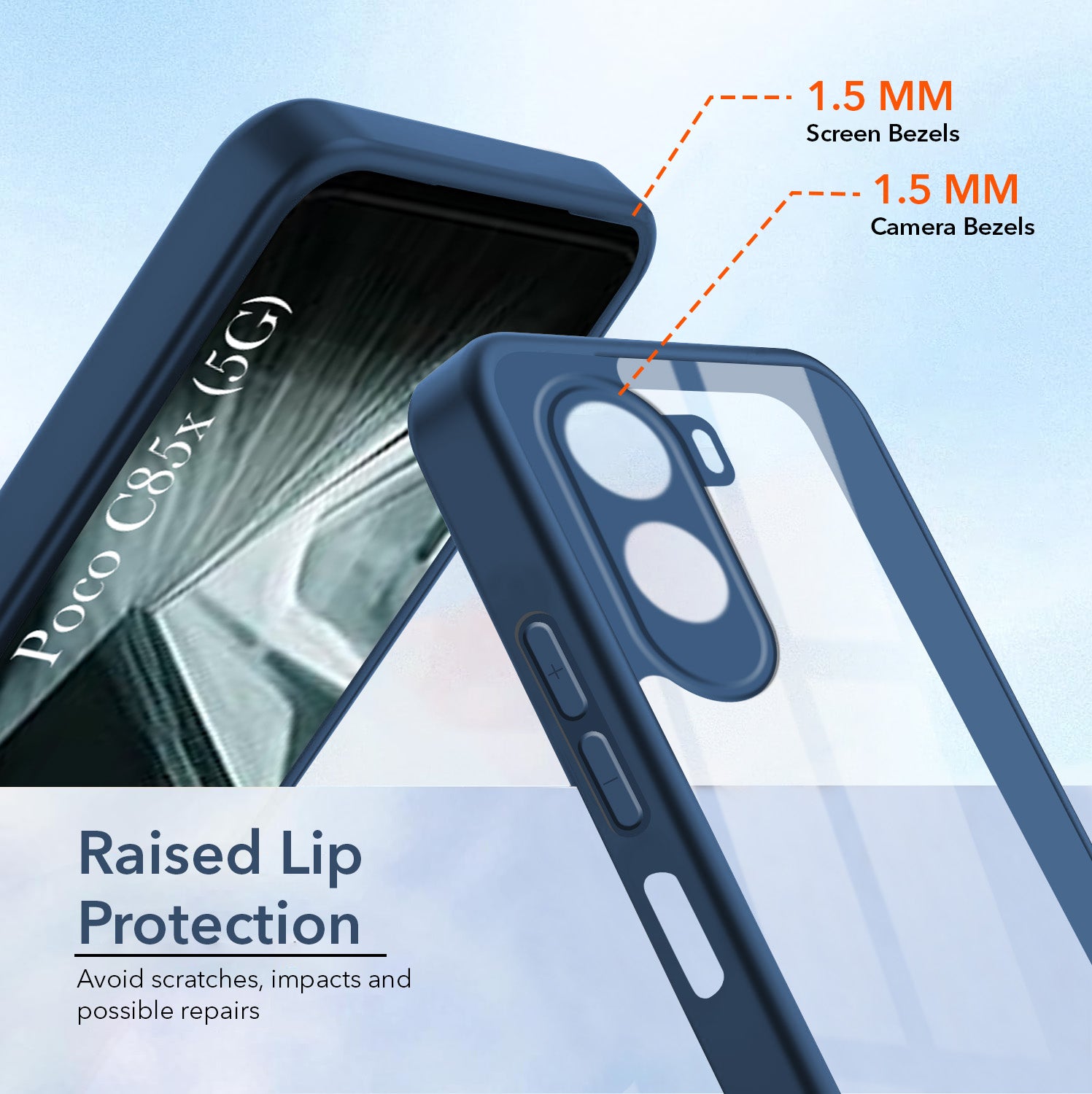 For Poco C85x 5G Back Cover Case Ultra-Hybrid (Lifetime Anti Yellow | Anti Scratch | Crystal Clear Shockproof)