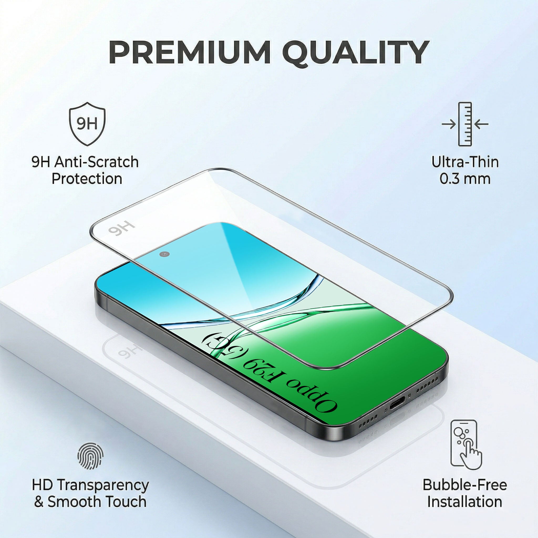 For Oppo F29 Combo with Back Cover and 9H Tempered Glass (Liquid Silicone | Camera Protection | Oleophobic Coating Screen Glass)