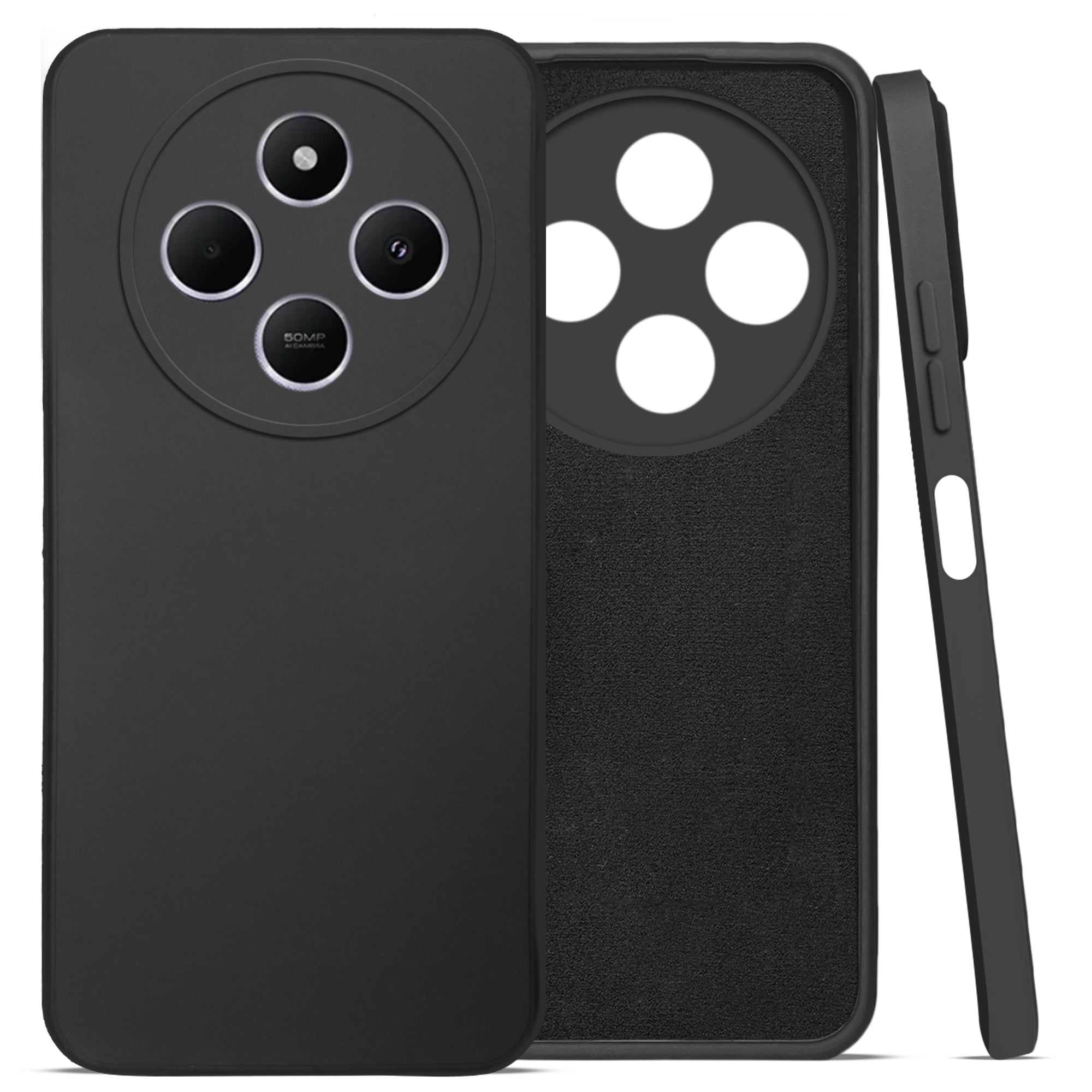 For Poco C75 | Poco M7 Back Cover Case ( Matte Finish Silicone with Inside Fiber cloth)