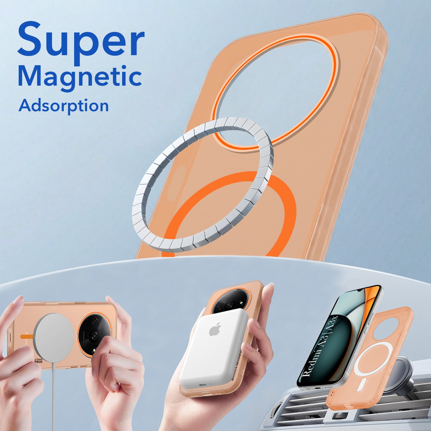 For Redmi A3 2024 | Redmi A3x Back Cover Case (Soft Touch | Camera Bump Protection | MagSafe Compatible | Matte Finish)