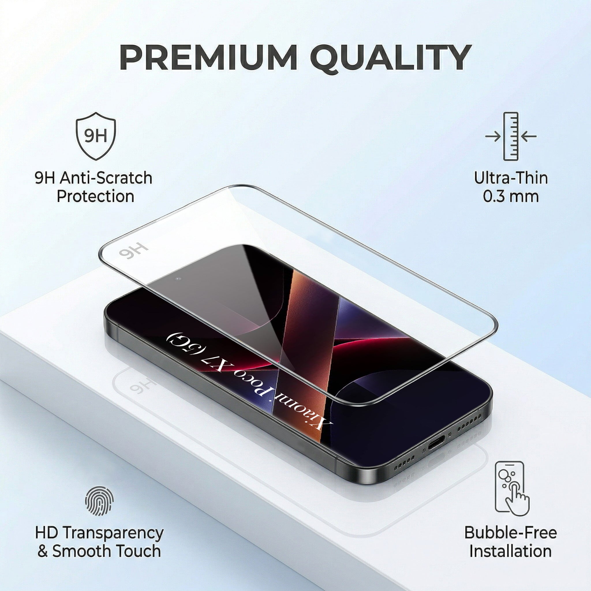 For Xiaomi Poco X7 Combo with Back Cover and 9H Tempered Glass (Liquid Silicone | Camera Protection | Oleophobic Coating Screen Glass)