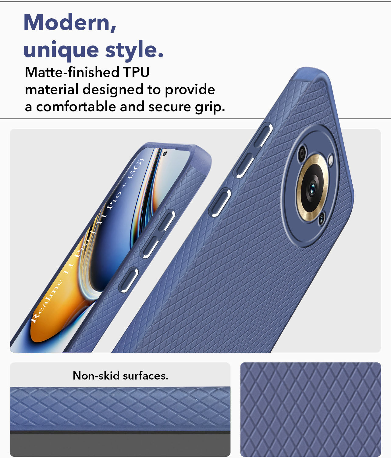 For Realme 11 Pro 5G | 11 Pro Plus Back Cover Case (Liquid Silicone | Side Grip | Camera Protection)