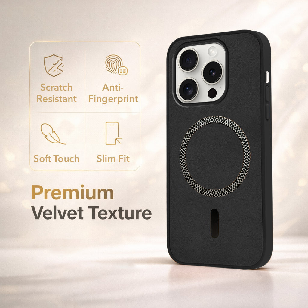 For Apple iPhone 15 Pro Back Cover Case Leather Finish (MagSafe Compatible Wireless Charging | Soft Touch | Camera Bump Protection)