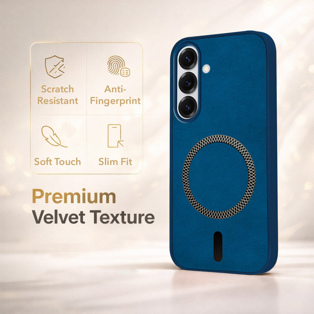 For Samsung Galaxy S25 Back Cover Case (Sleek Leather Finish | MagSafe Compatible Wireless Charging | Camera Bump Protection)