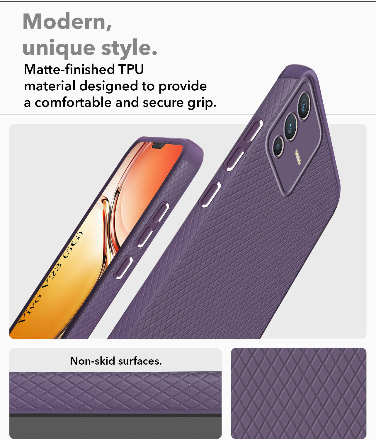 For Vivo V23 5G Back Cover Case (Liquid Silicone | Side Grip | Camera Protection)