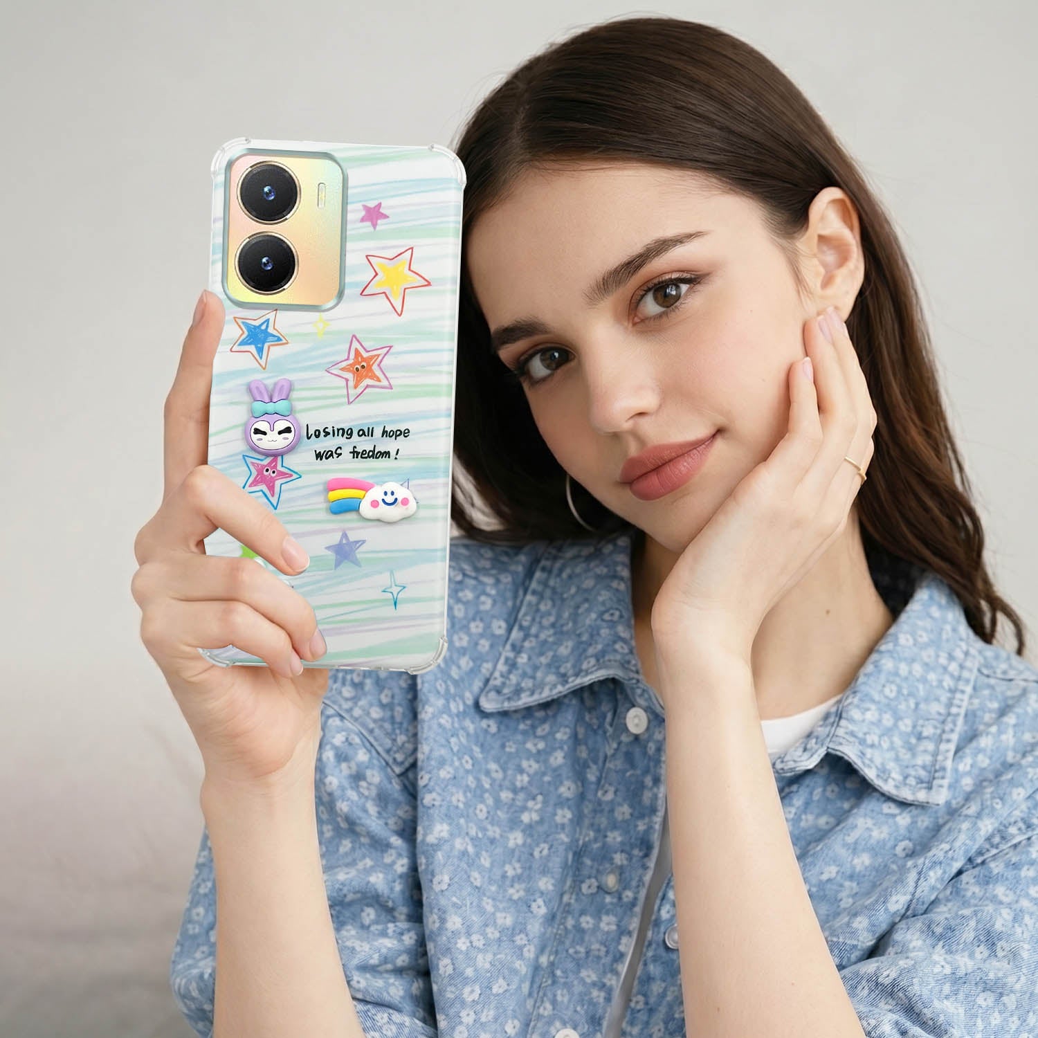 For Vivo T2x Back Cover Case (3D Cute Cartoons | Hard Back Side Soft | Matte Premium Finish | HD Printing)