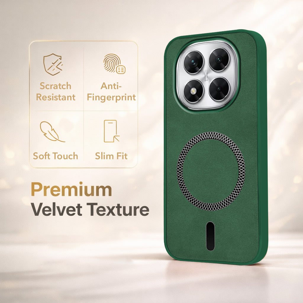For Xiaomi Poco X7 Back Cover Case Leather Finish (MagSafe Compatible Wireless Charging | Soft Touch | Camera Bump Protection)
