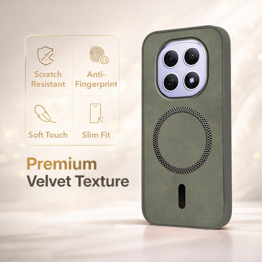 For Xiaomi Redmi Note 15 5G | Redmi Note 15 SE 5G Back Cover Case Leather Finish (MagSafe Compatible Wireless Charging | Soft Touch | Camera Bump Protection)