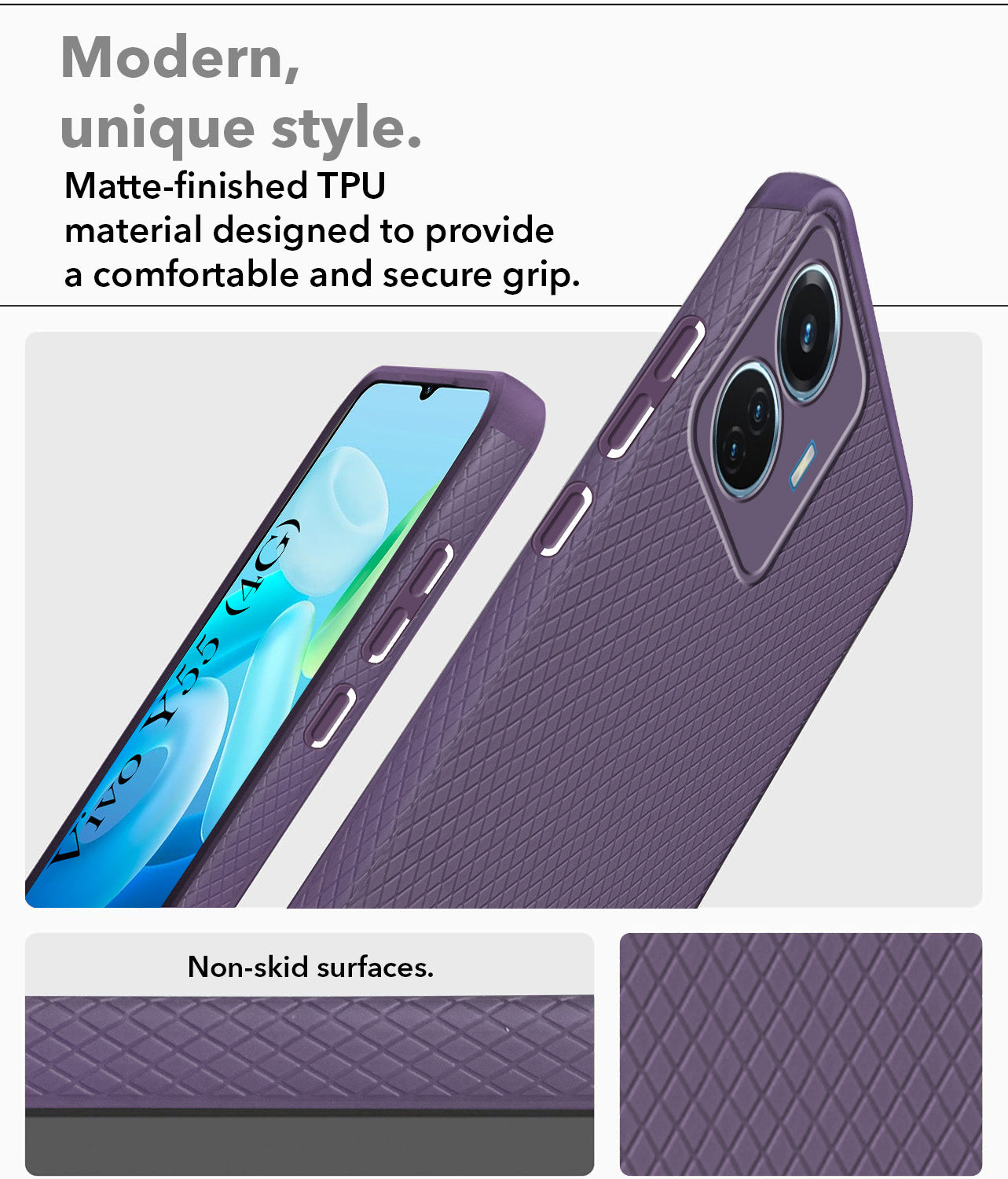 For Vivo Y55 4G Back Cover Case(Liquid Silicone | Side Grip | Camera Protection)