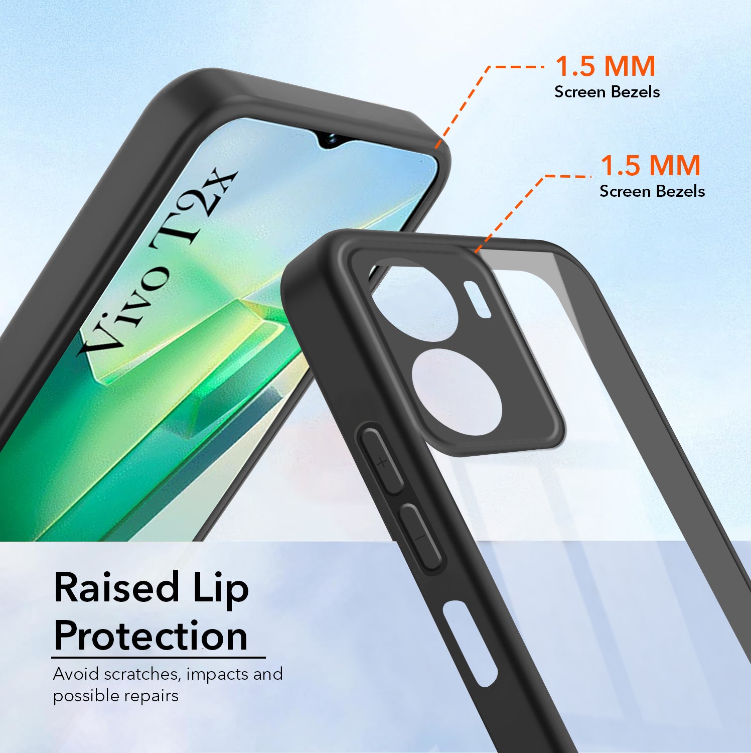 For Vivo T2x Back Cover Case Ultra-Hybrid (Lifetime Anti Yellow | Anti Scratch | Crystal Clear Shockproof)