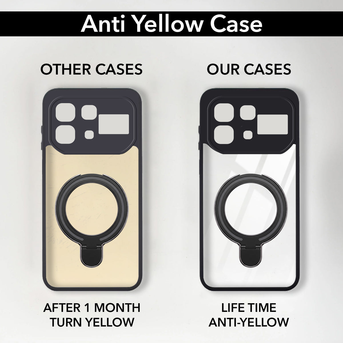 For Infinix Note 60 Pro 5G Back Cover Case (Kick Stand Ring Holder | Life time Anti Yellow | Camera Protection)