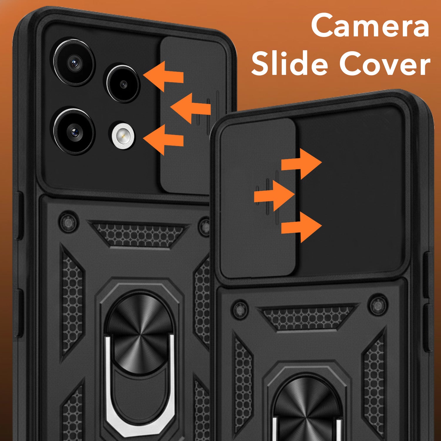 For Nothing Phone 3A Lite Back Cover Case Lite Hybrid Armor (Sliding Shutter Camera Protection | Polycarbonate |Ring Holder Kickstand)