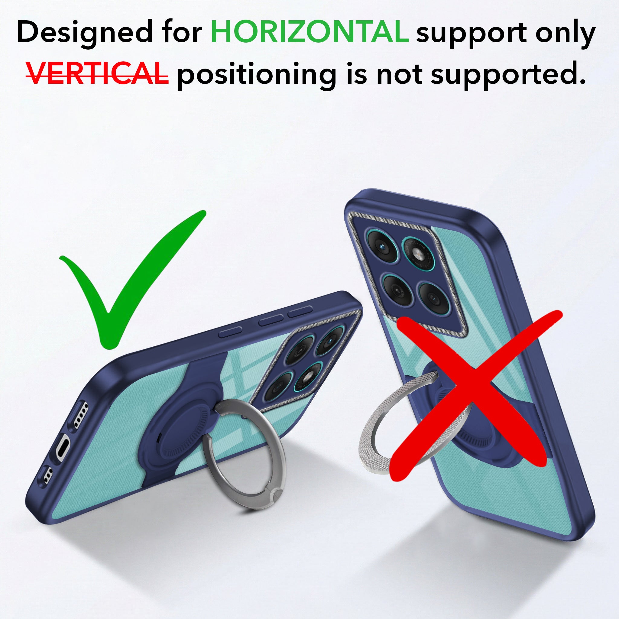 For Motorola Moto Edge 60 Fusion Back Cover Case with stand (Built-in Ring Holder Kickstand | Lifetime Anti Yellow | Camera Protection)