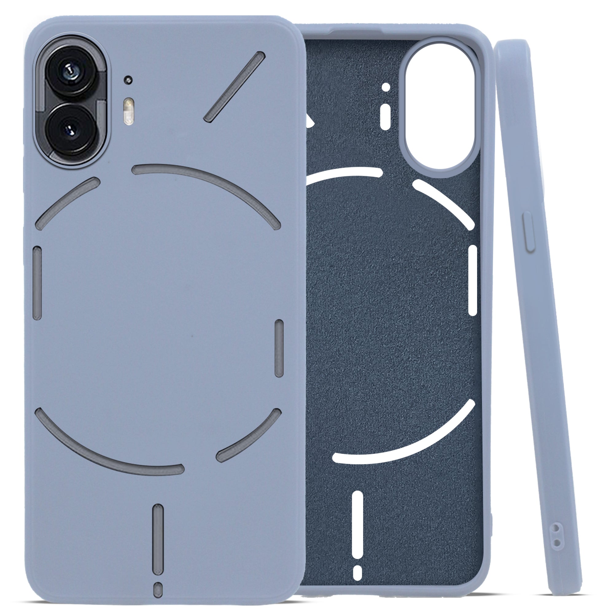 For Nothing Phone 2 Back Cover Case (Matte Finish Silicone with Inside Fiber cloth |Light Blue)