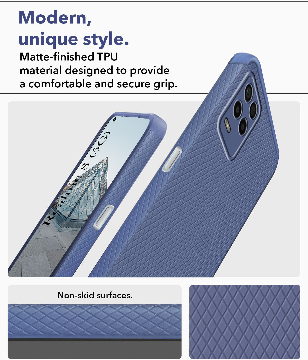 For Realme 8 5G Back Cover Case (Liquid Silicone | Side Grip | Camera Protection)