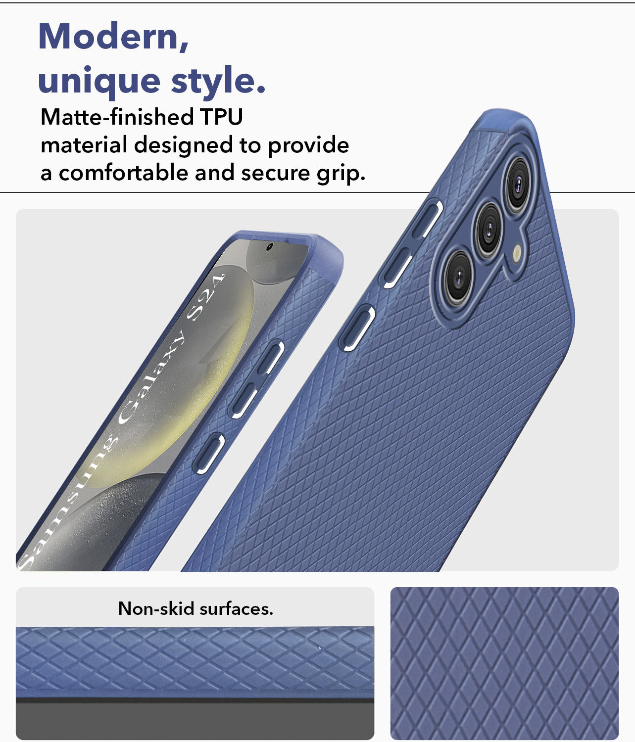 For Samsung Galaxy S24 Back Cover Case (Liquid Silicone | Side Grip | Camera Protection)