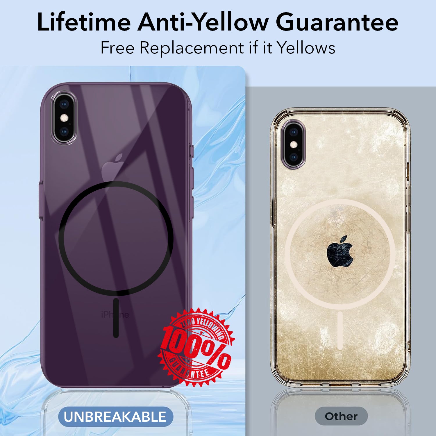 For Apple iPhone Xs Back Cover Case (Crystal Clear Case | MagSafe Wireless Charging Support | Hard Anti Yellow | Camera Protection Bump)