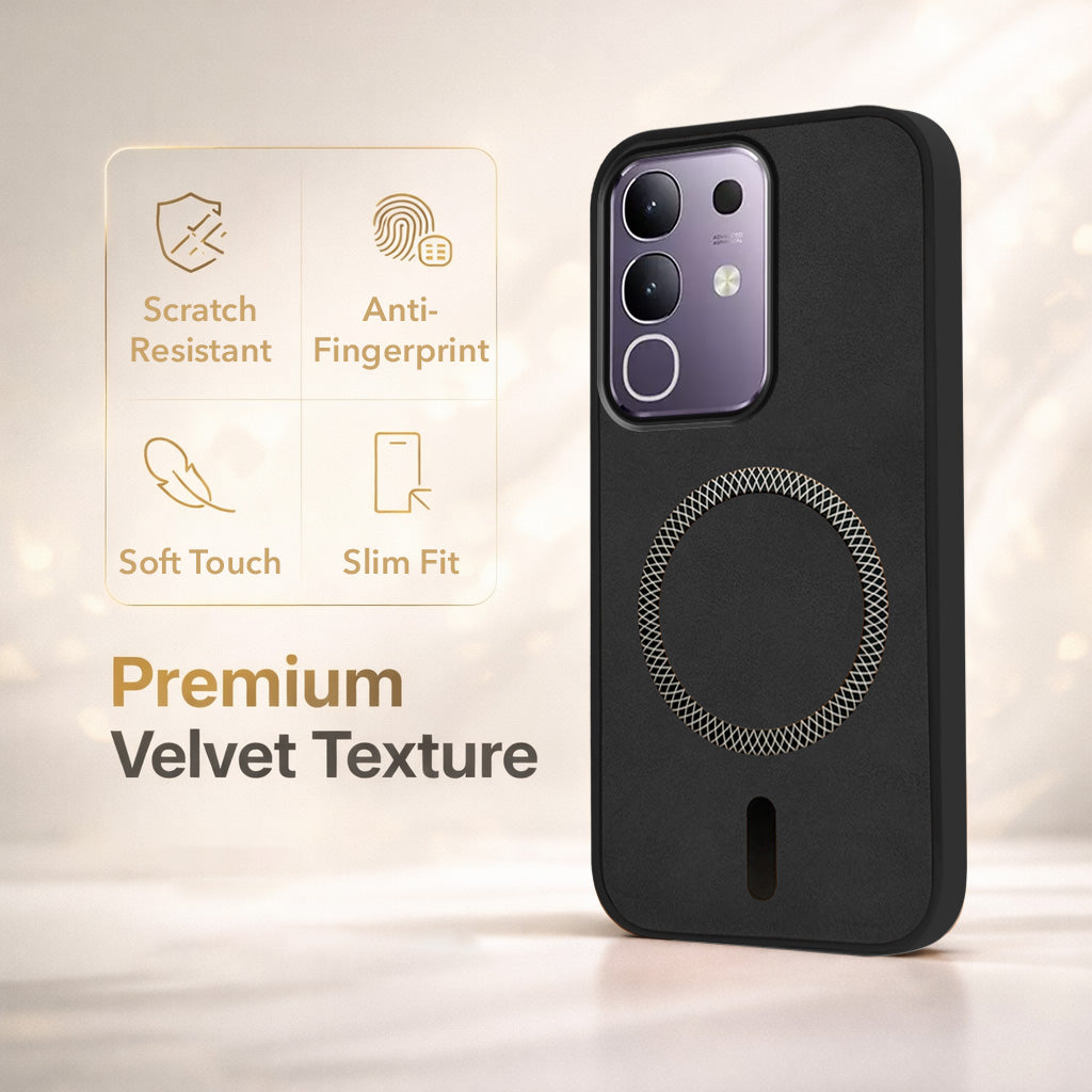 For Vivo T4x | Vivo Y31 Pro Back Cover Case Leather Finish (MagSafe Compatible Wireless Charging | Soft Touch | Camera Bump Protection)
