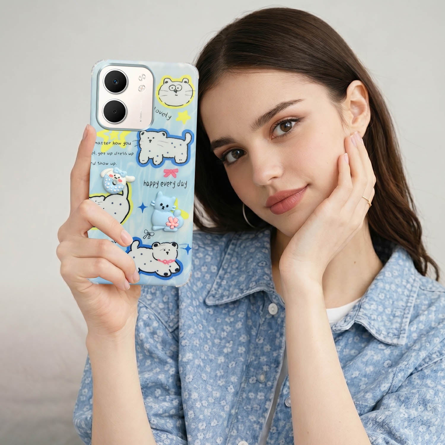 For Oppo A5X Back Cover Case (3D Cute Cartoons | Hard Back Side Soft | Matte Premium Finish | HD Printing)