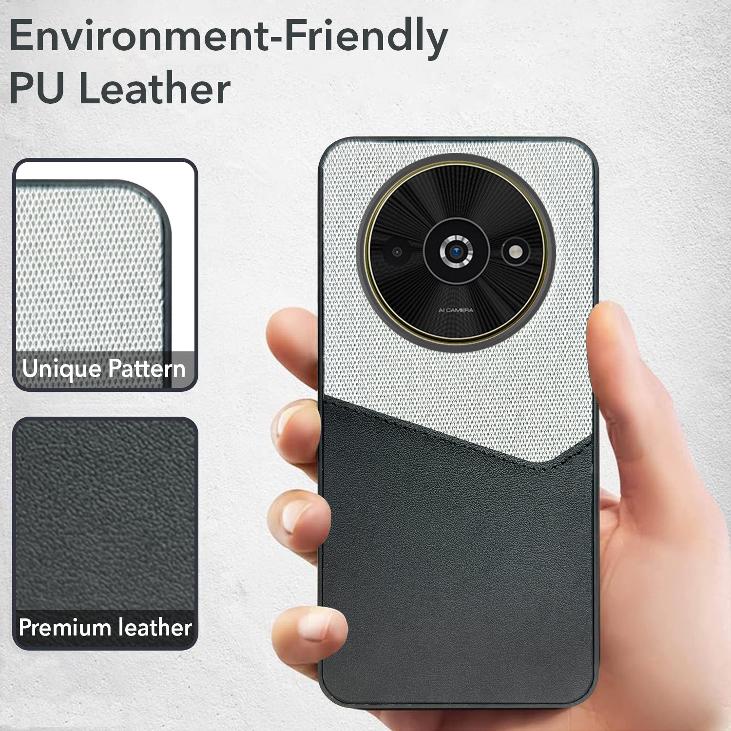 For Xiaomi Poco C61 Back Cover Case (Dual PU Leather Stitch | Professional Minimalist | Soft and Flexible)