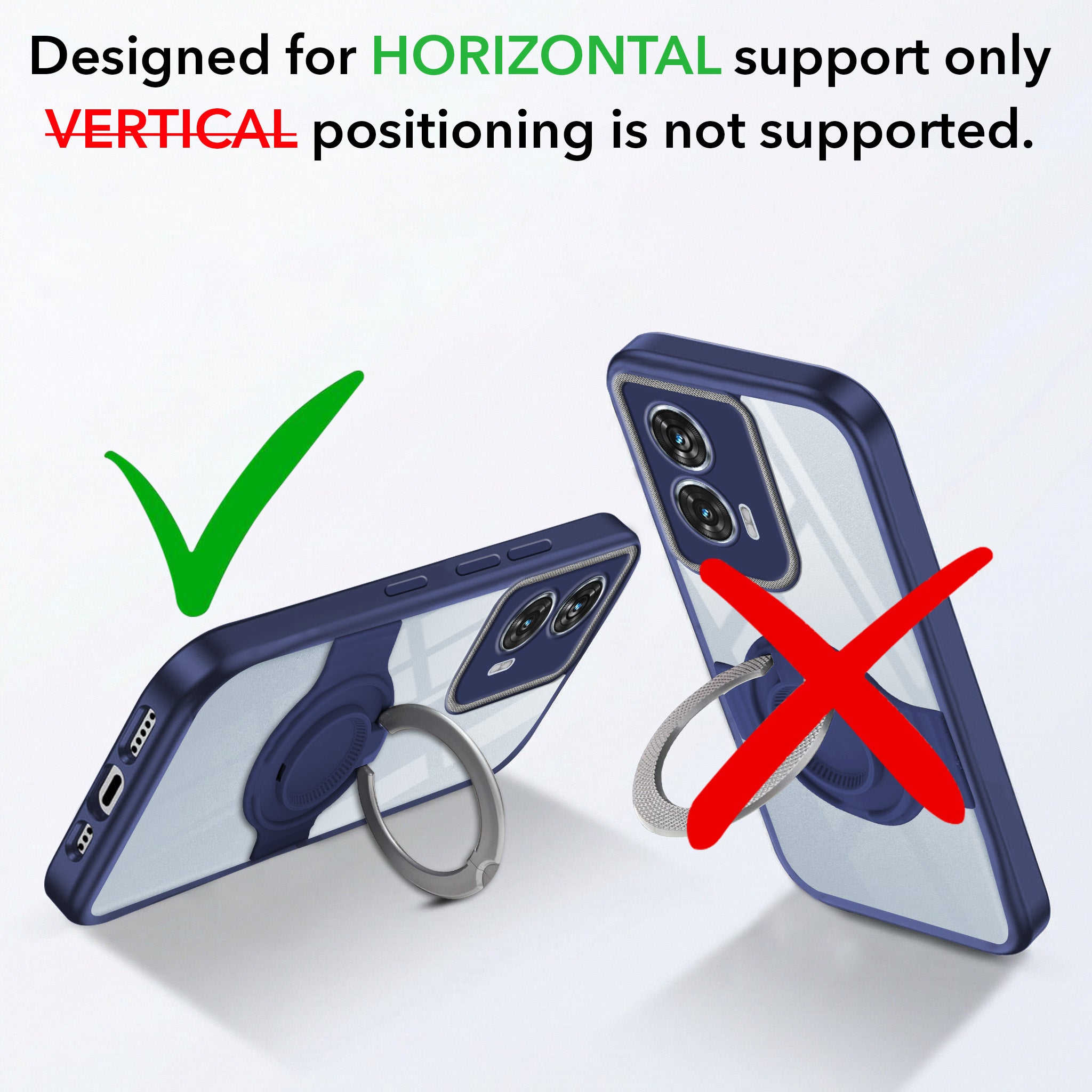 For Motorola Moto Edge 50 Fusion Back Cover Case with stand (Built-in Ring Holder Kickstand | Lifetime Anti Yellow | Camera Protection)