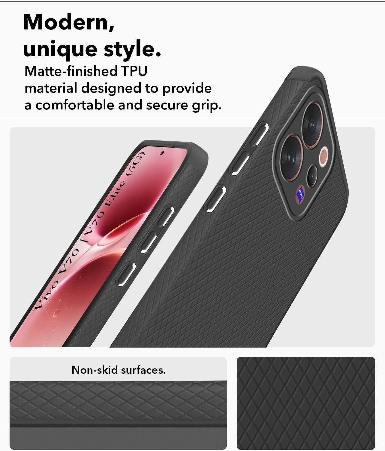 For Vivo V70 | Vivo V70 Elite 5G Back Cover Case Liquid Silicone (Camera Protection | Side Grip Texture | Soft and Flexible)