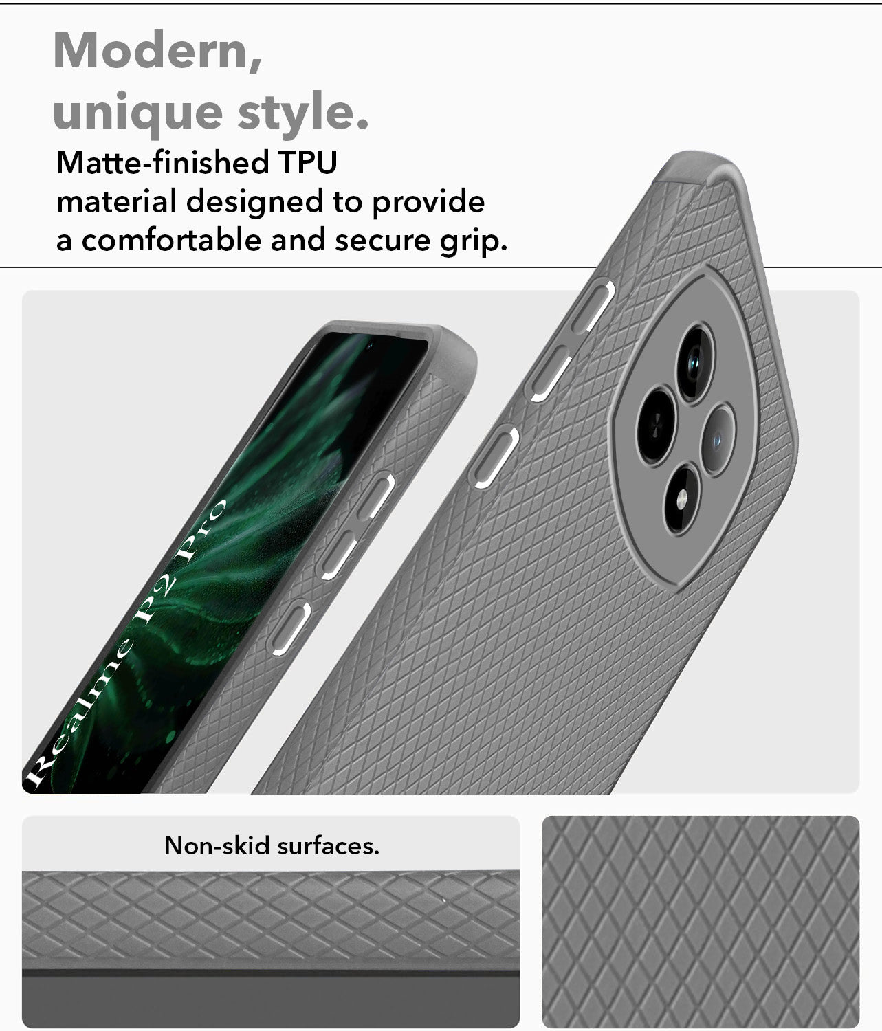 For Realme P2 Pro Back Cover Case (Liquid Silicone | Side Grip | Camera Protection)