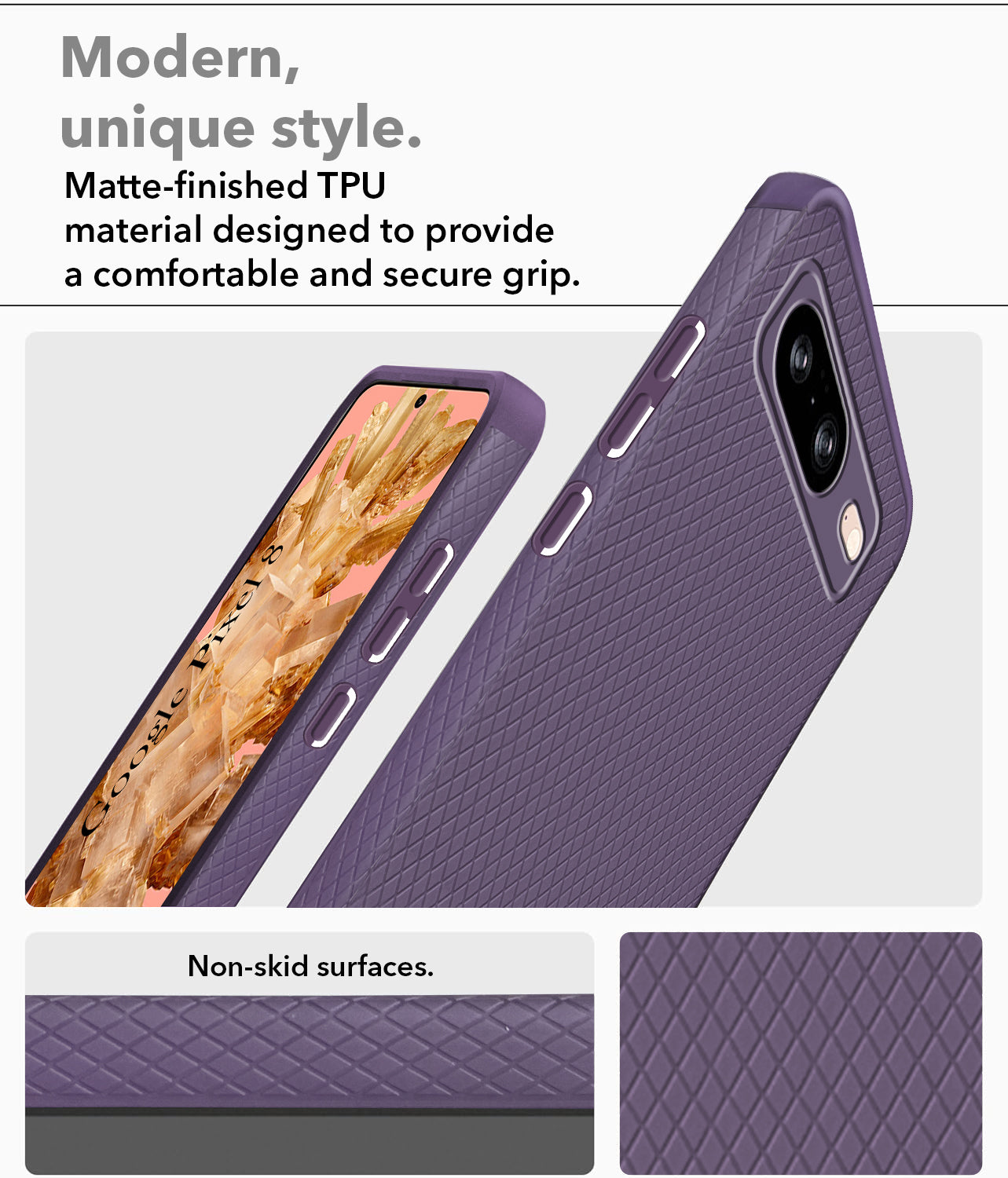 For Google Pixel 8 Back Cover Case (Liquid Silicone | Side Grip | Camera Protection)