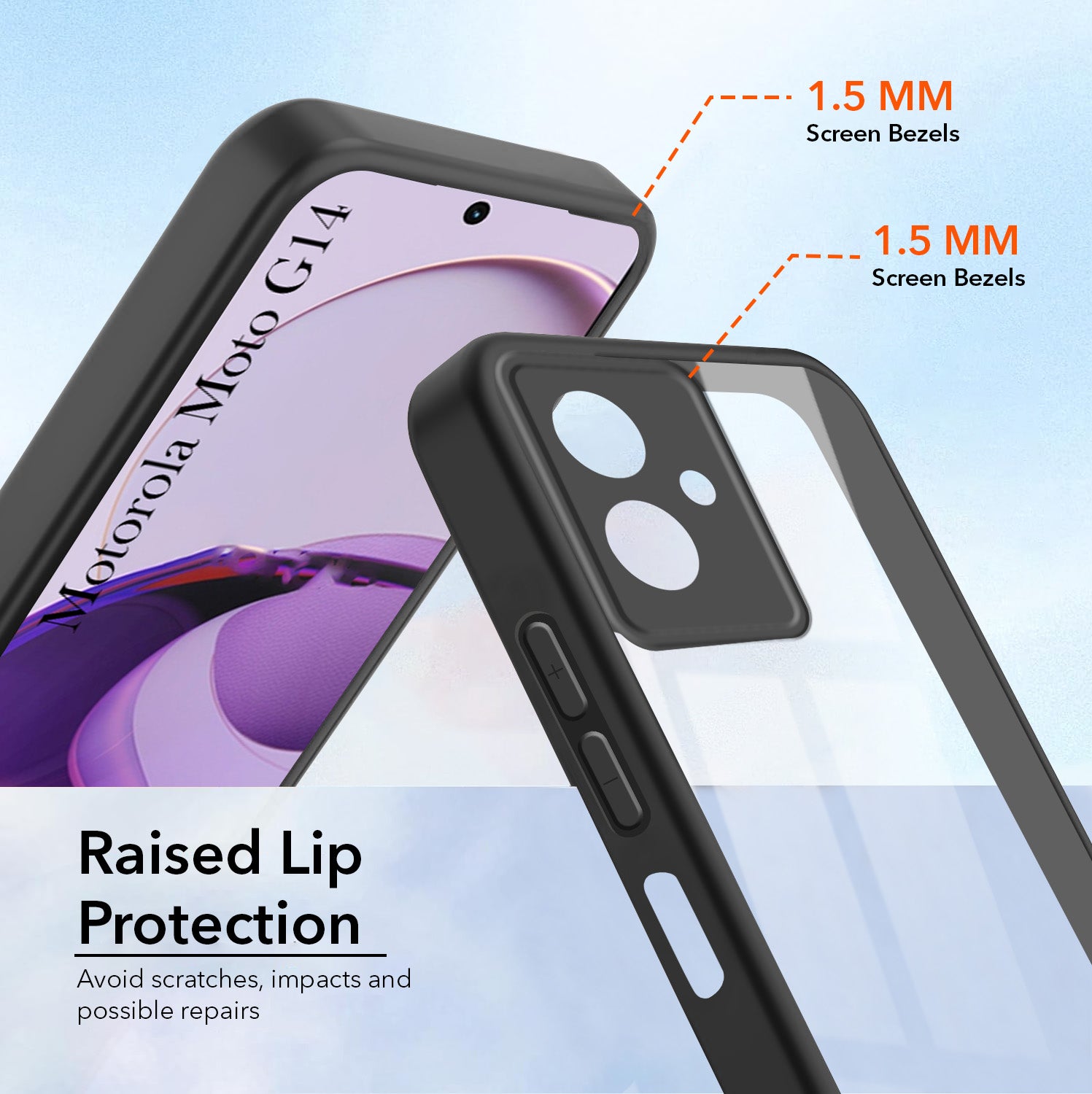 For Motorola Moto G14 Back Cover Case Ultra-Hybrid (Lifetime Anti Yellow | Anti Scratch | Crystal Clear Shockproof)