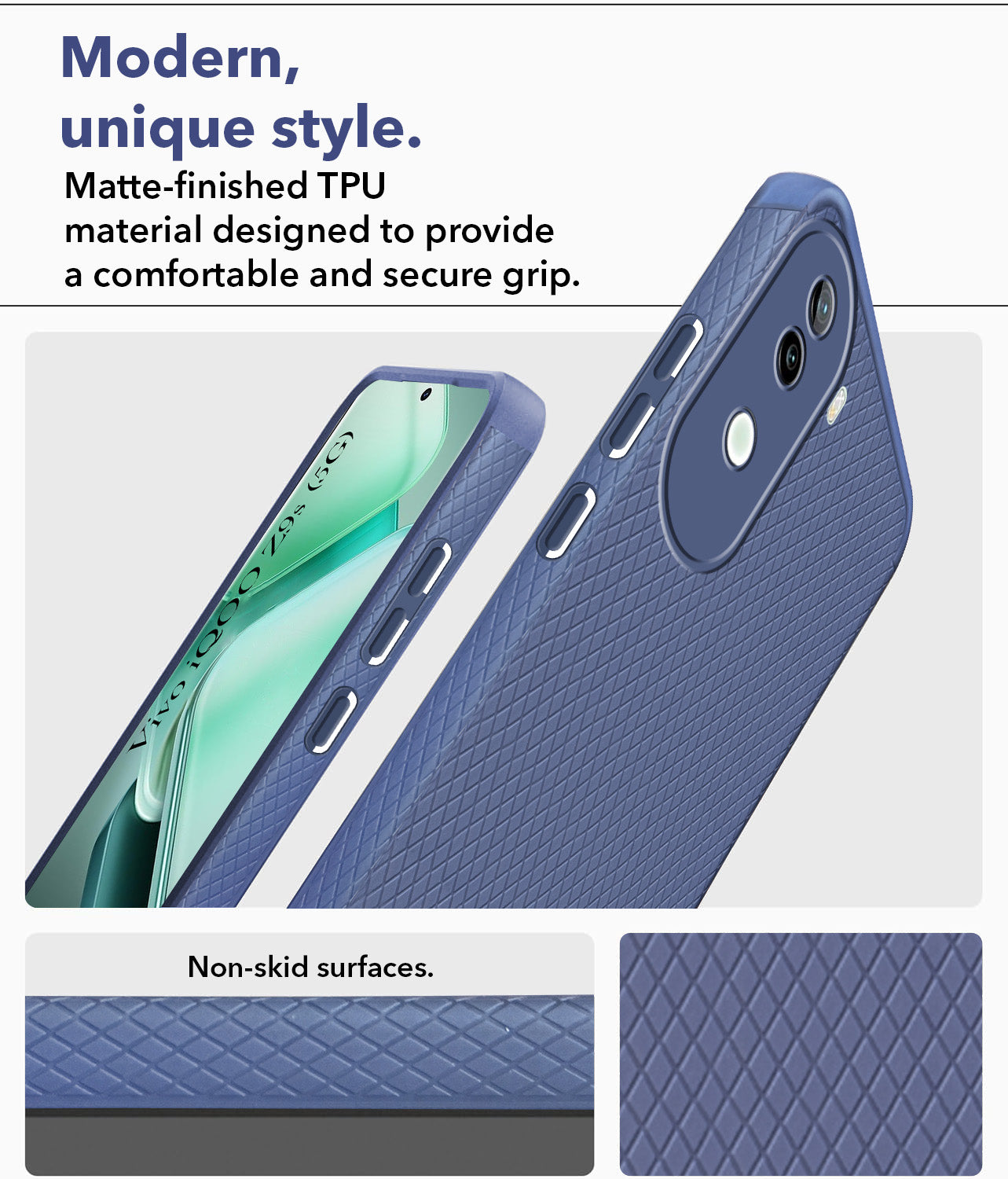 For Vivo iQOO Z9s Back Cover Case (Liquid Silicone | Side Grip | Camera Protection)