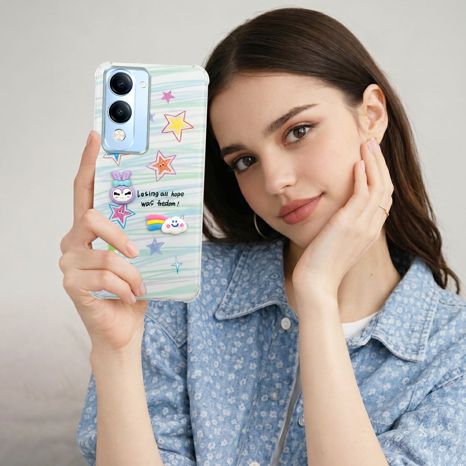 For Vivo iQOO Z10 Lite Back Cover Case (3D Cute Cartoons | Hard Back Side Soft | Matte Premium Finish | HD Printing)