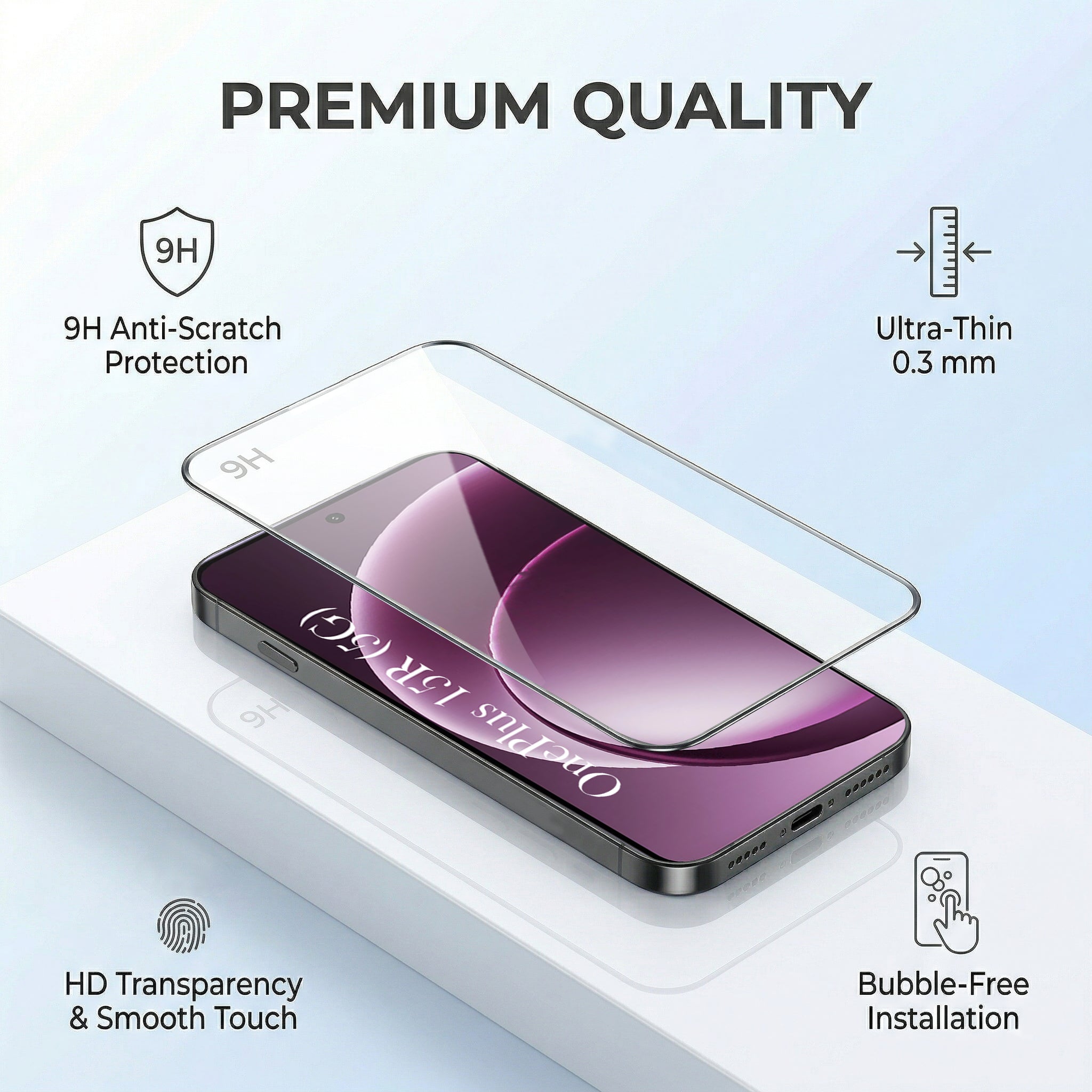 For OnePlus 15R Combo with Back Cover and 9H Tempered Glass (Liquid Silicone | Camera Protection | Oleophobic Coating Screen Glass)