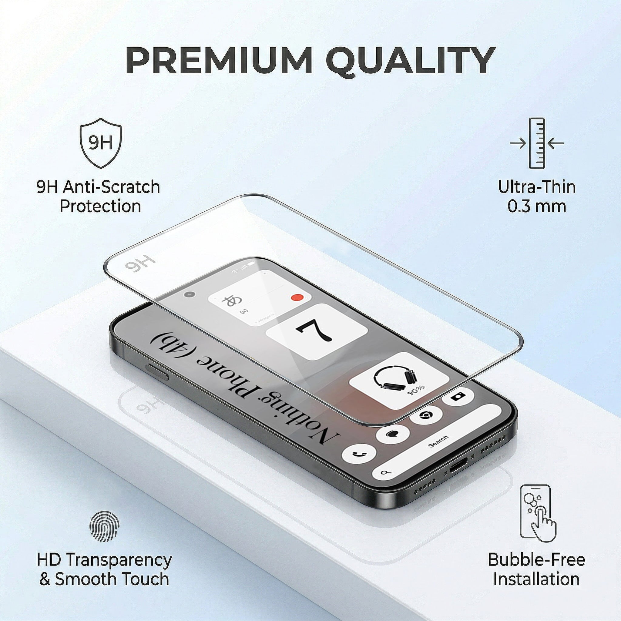 For Nothing Phone 4B 5G Combo with Back Cover and 9H Tempered Glass (Lifetime Anti-Yellow | Sleek Hard Crystal | Oleophobic Coating Screen Glass)