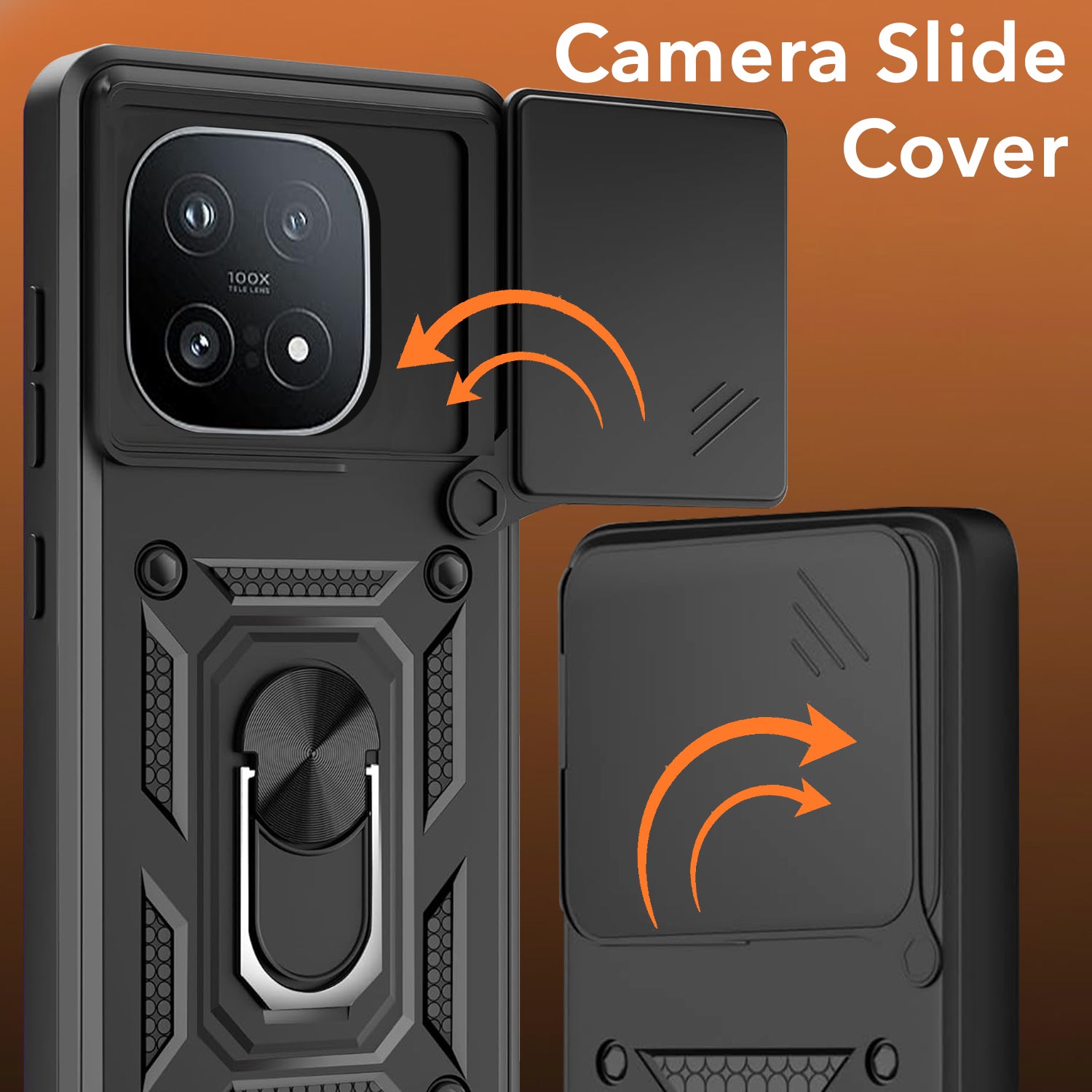 For Vivo iQOO 15 5G Back Cover Case Hybrid Armor (Sliding Shutter Camera Protection | Polycarbonate |Ring Holder Kickstand)