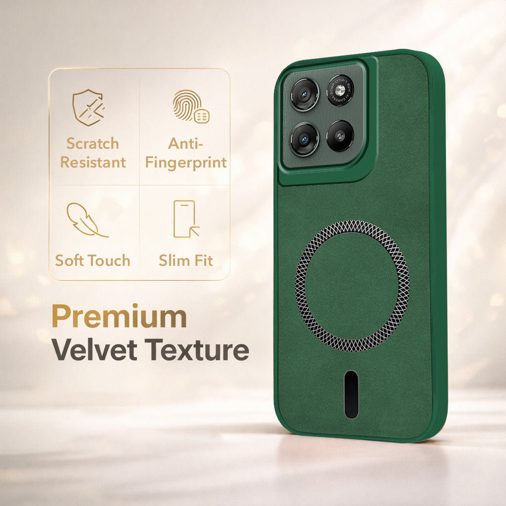 For Motorola Moto G67 Power | G57 Power Back Cover Case Leather Finish (MagSafe Compatible Wireless Charging | Soft Touch | Camera Bump Protection)