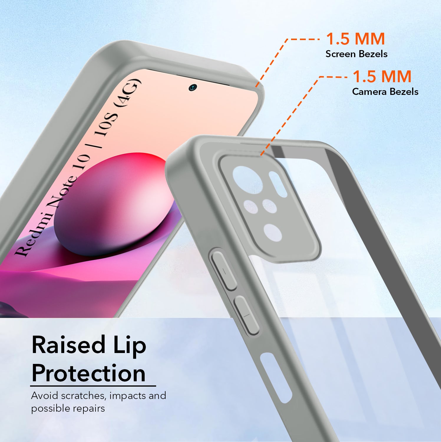 For Redmi Note 10 | Note 10S Back Cover Case Ultra-Hybrid (Lifetime Anti Yellow | Anti Scratch | Crystal Clear Shockproof)