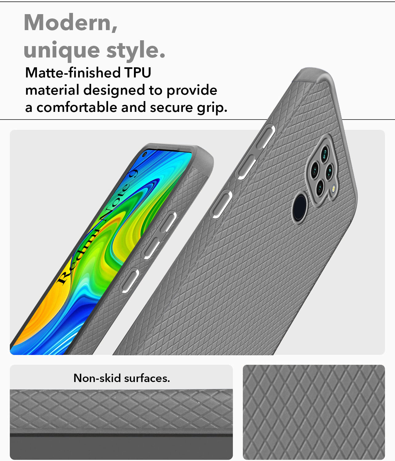 For Xiaomi Mi Redmi Note 9 Back Cover Case Liquid Silicone (Camera Protection | Side Grip Texture | Soft and Flexible)