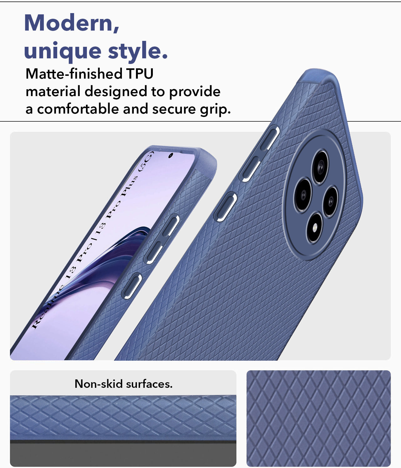 For Realme 13 Pro | Realme 13 Pro Plus 5G Back Cover Case (Liquid Silicone | Side Grip | Camera Protection)