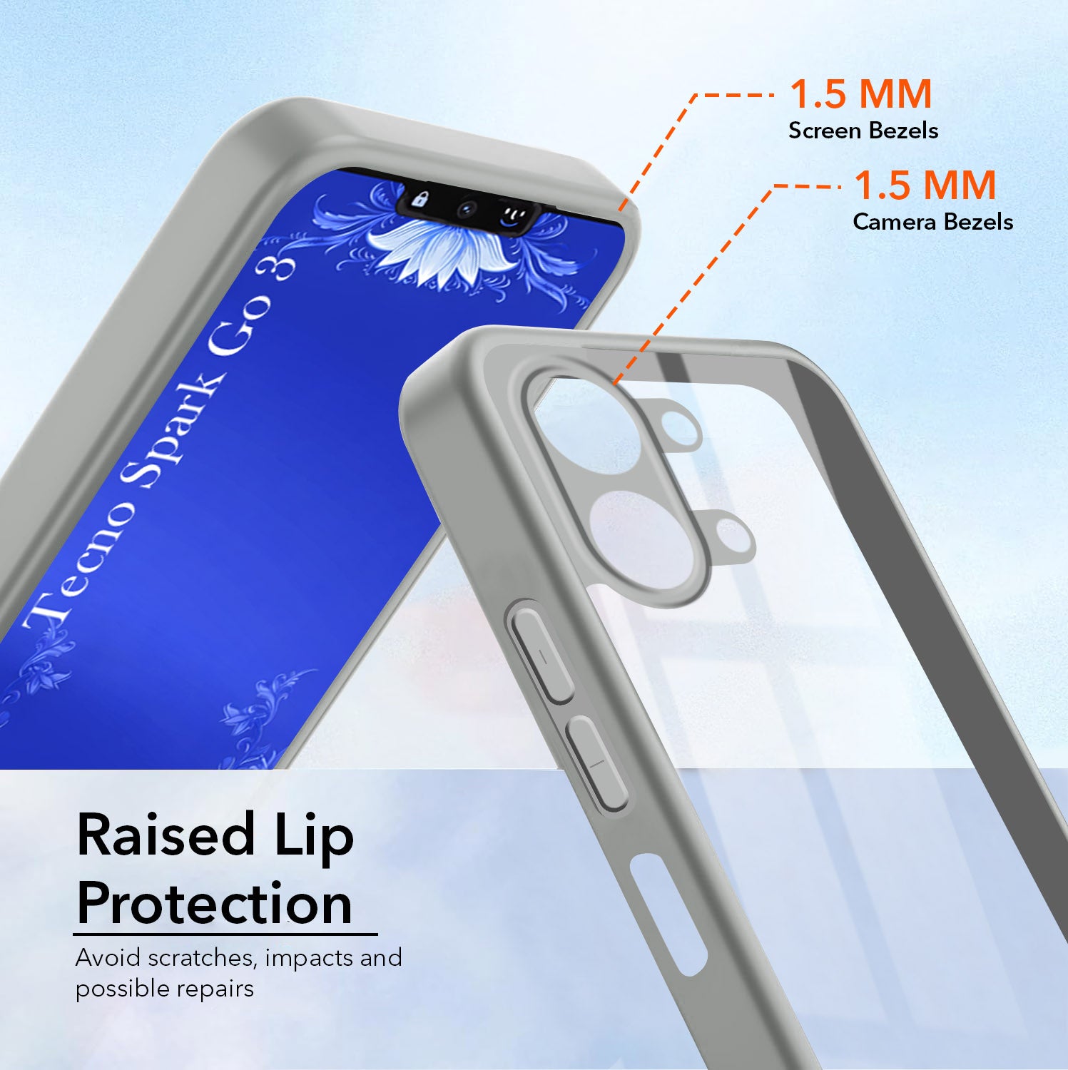 For Tecno Spark Go 3 Back Cover Case Ultra-Hybrid (Lifetime Anti Yellow | Anti Scratch | Crystal Clear Shockproof)