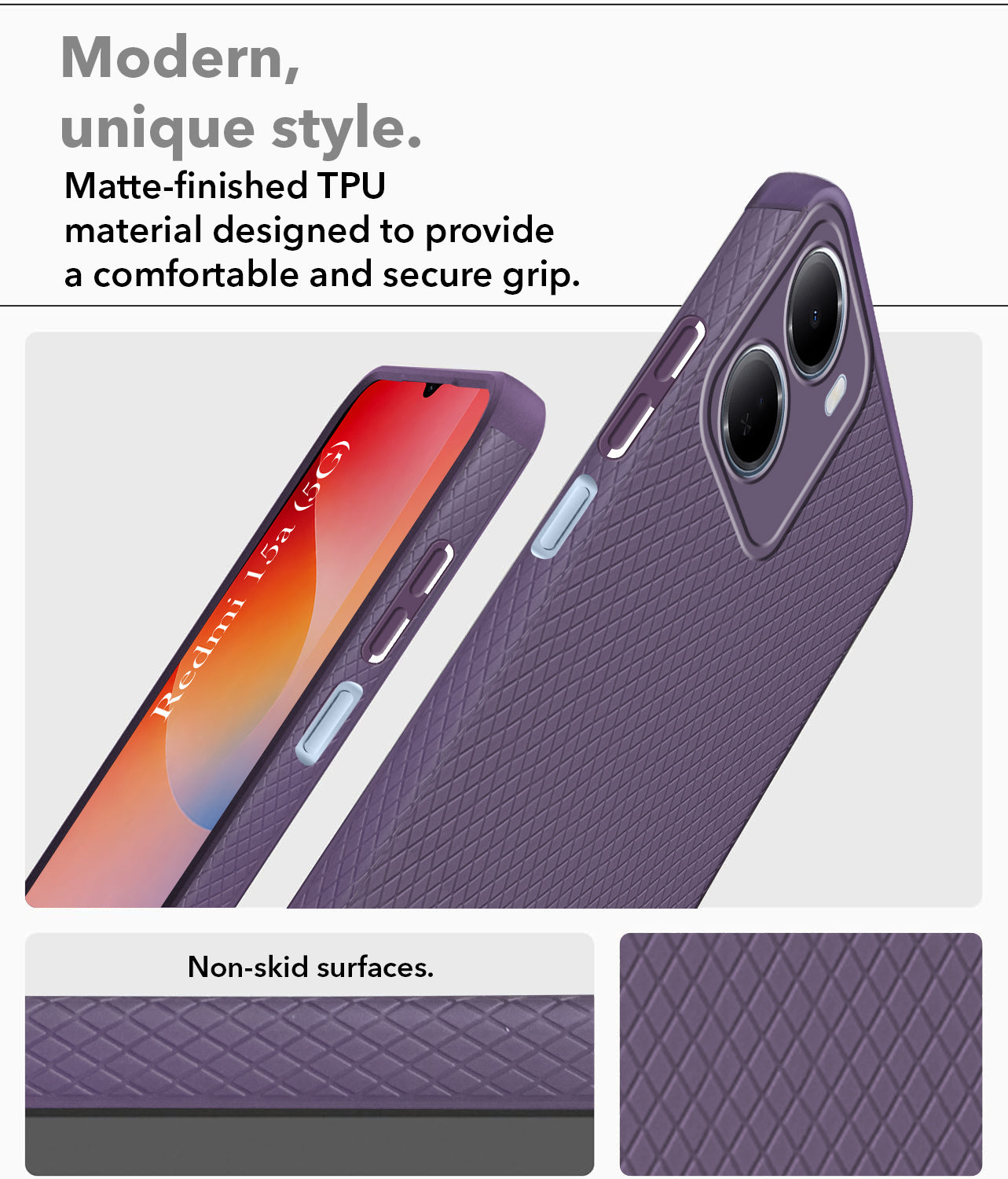 For Redmi 15A 5G Back Cover Case Liquid Silicone (Camera Protection | Side Grip Texture | Soft and Flexible)