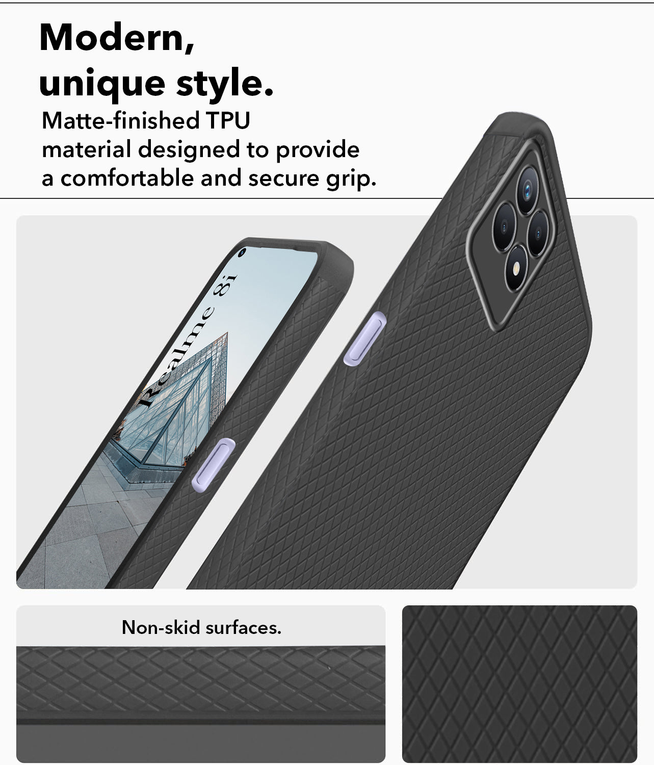 For Realme 8i Back Cover Case (Liquid Silicone | Side Grip | Camera Protection)