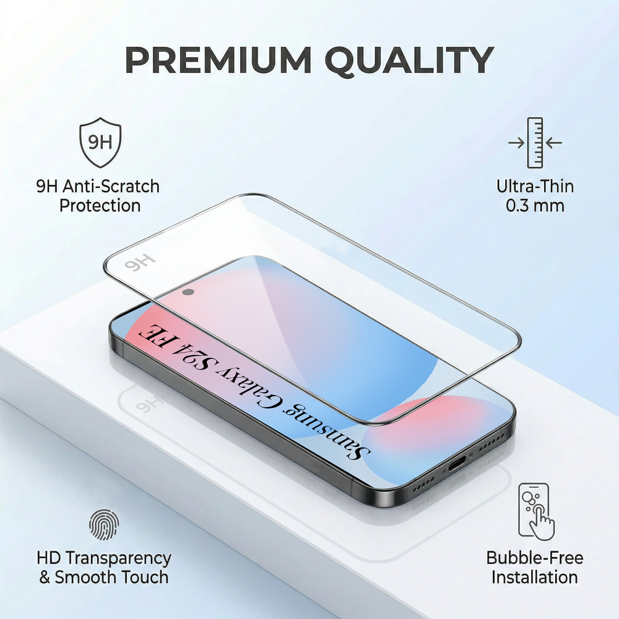 For Samsung Galaxy S24 FE Combo with Back Cover and 9H Tempered Glass (Liquid Silicone | Camera Protection | Oleophobic Coating Screen Glass)