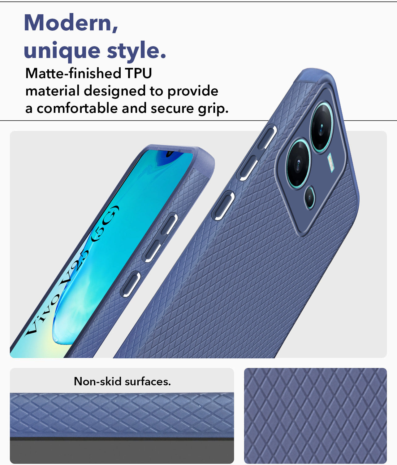 For Vivo V25 5G Back Cover Case (Liquid Silicone | Side Grip | Camera Protection)